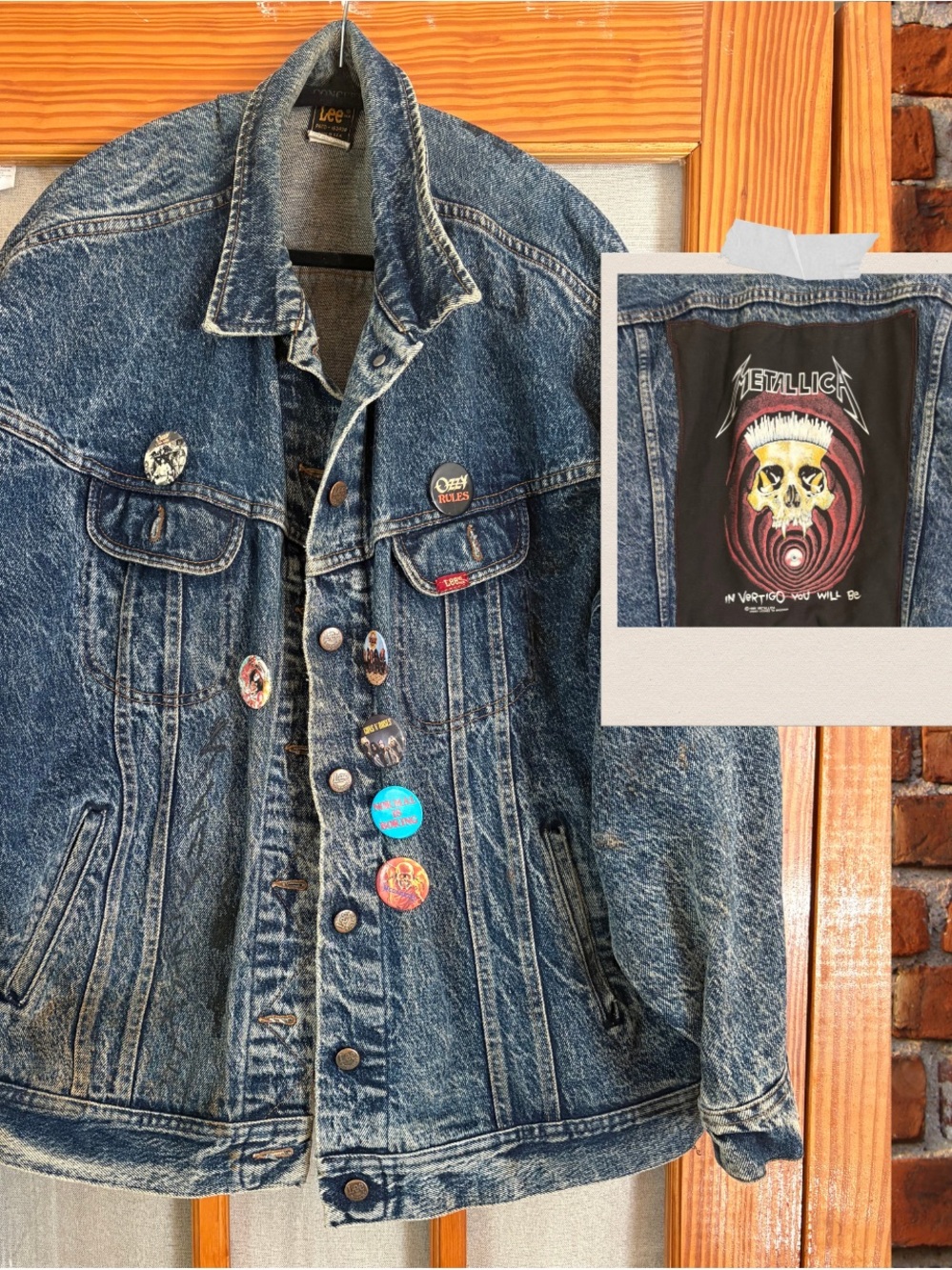 Metallica Lee Blue Washed Denim Jacket with Pin Accents